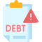 Illustration of a piece of paper with the debt written on it