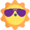 Illustration of the sun with purple sunglasses on