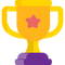 Illustration of a gold trophy with a pink star on the front